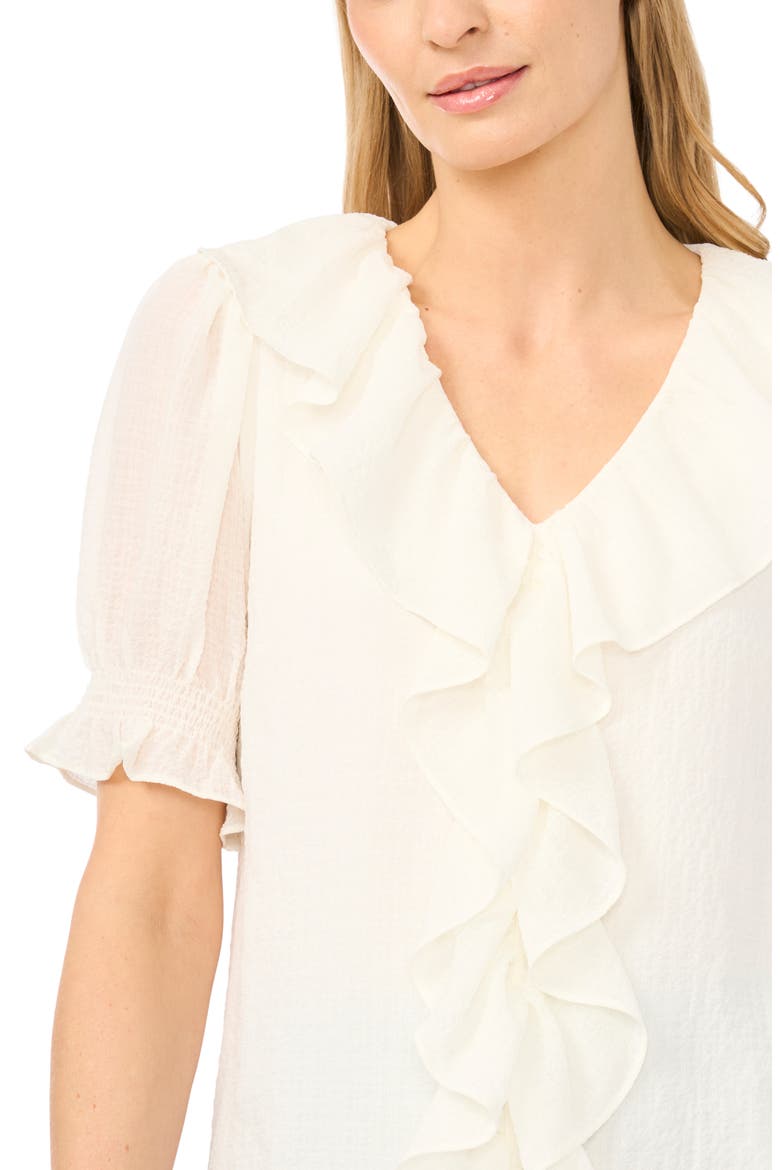 Ruffle Crepe Top, Alternate, color, NEW IVORY