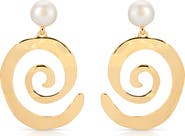 Ettika Aura Swirl Freshwater Pearl Drop Earrings