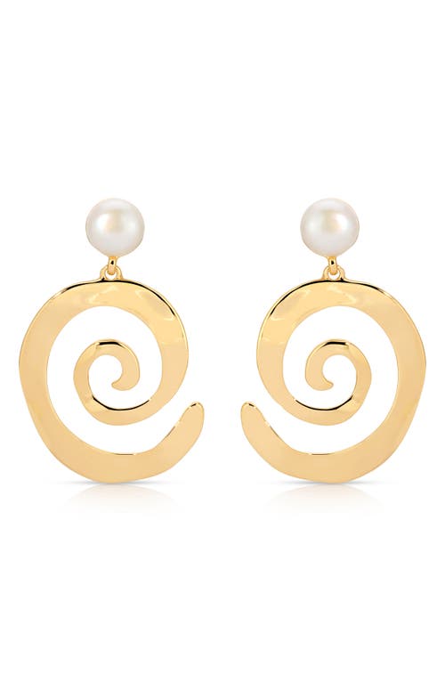 Ettika Aura Swirl Cultured Freshwater Pearl Drop Earrings In Gold