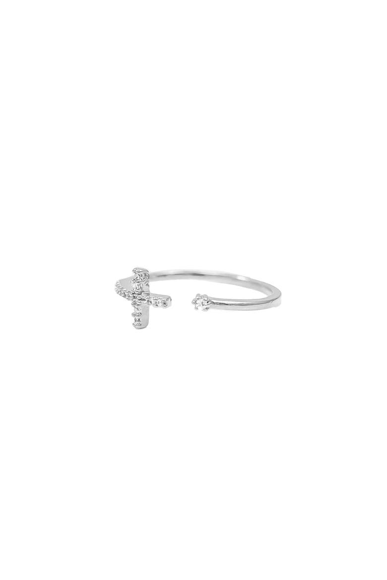 14k Gold Plated Cross Ring Faith Jewelry Dainty Trendy Everyday, Alternate, color, Silver