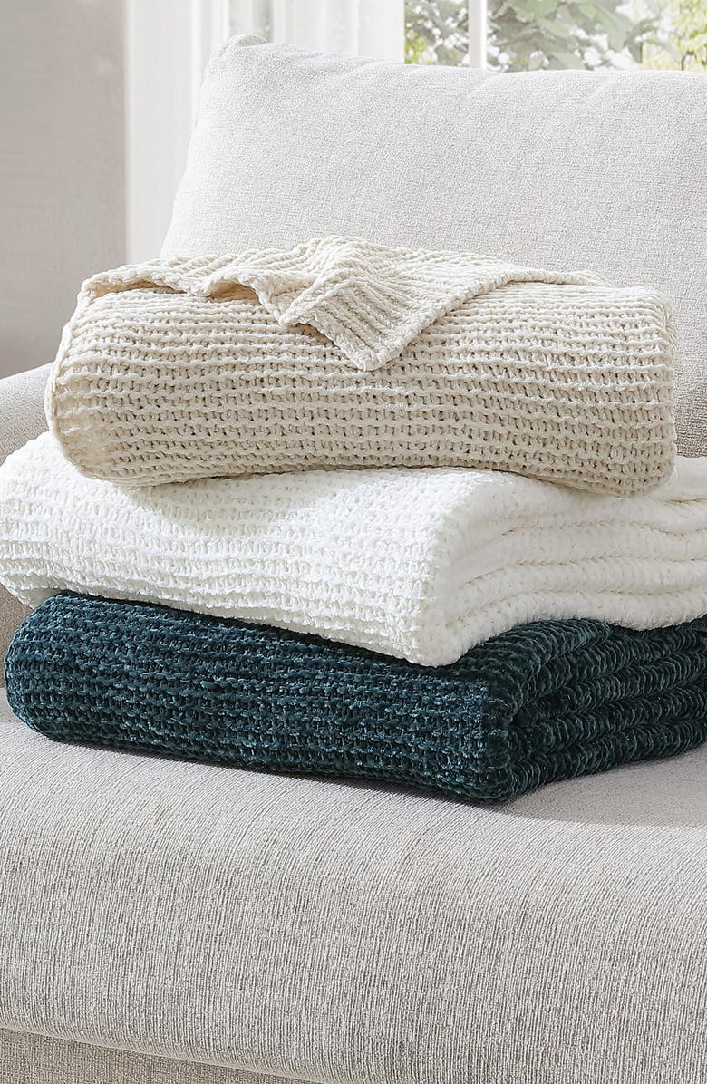 French Connection Eloise Chenille Throw Blanket, Alternate, color, White