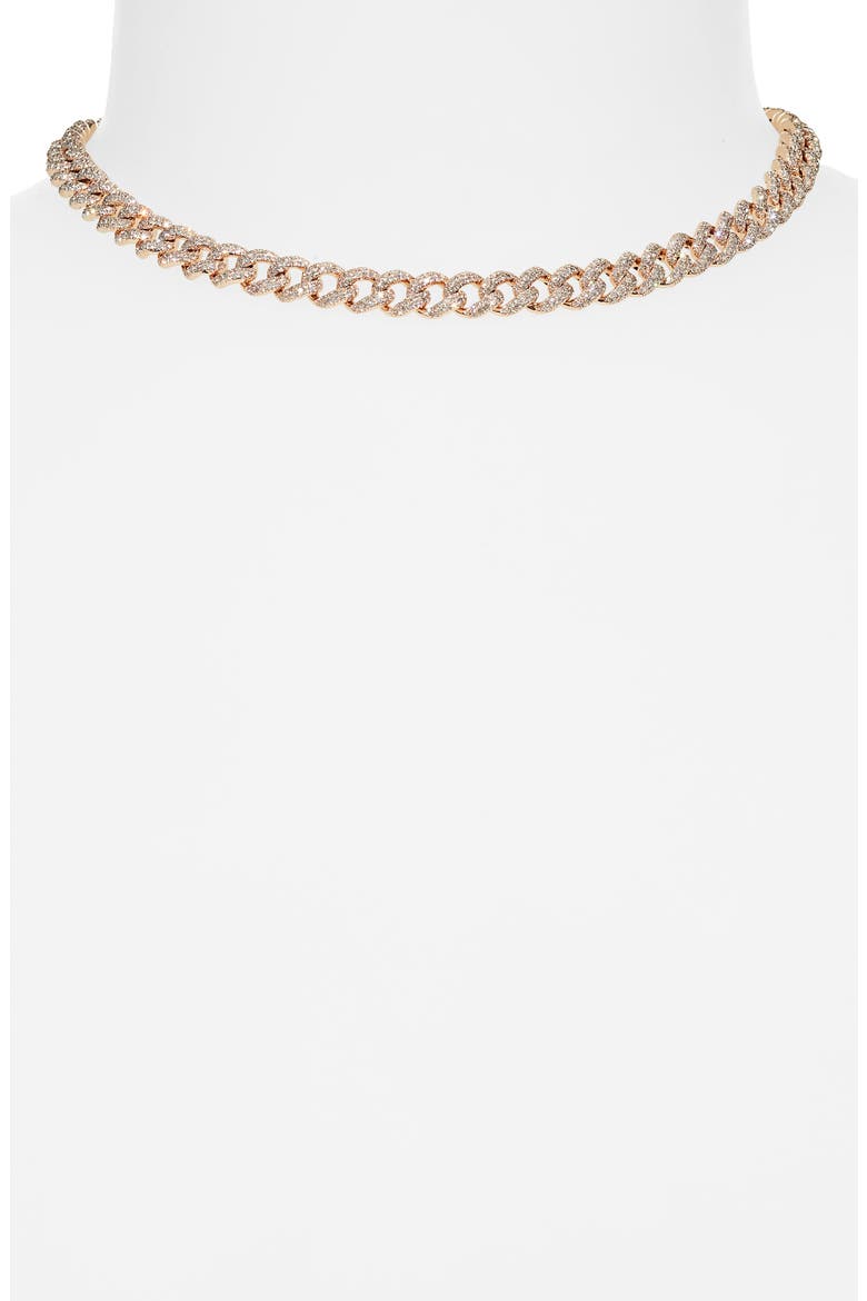 Medium Pavé Diamond Link Necklace, Alternate, color, ROSE GOLD