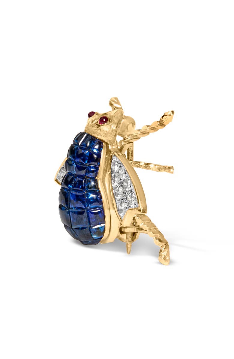 Haus of Brilliance 18K Yellow Gold 3/8 Cttw Diamond and Blue Sapphire Bumblebee Brooch Pin, Alternate, color, Yellow