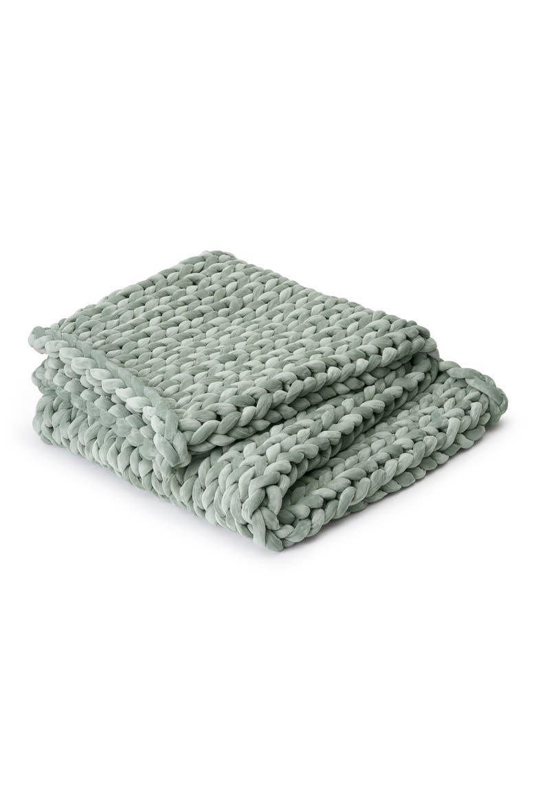 Knit Velvet Weighted Blanket, Main, color, JADE