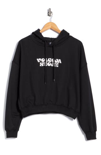 Volcom Beach Bum Crop Hoodie In Black