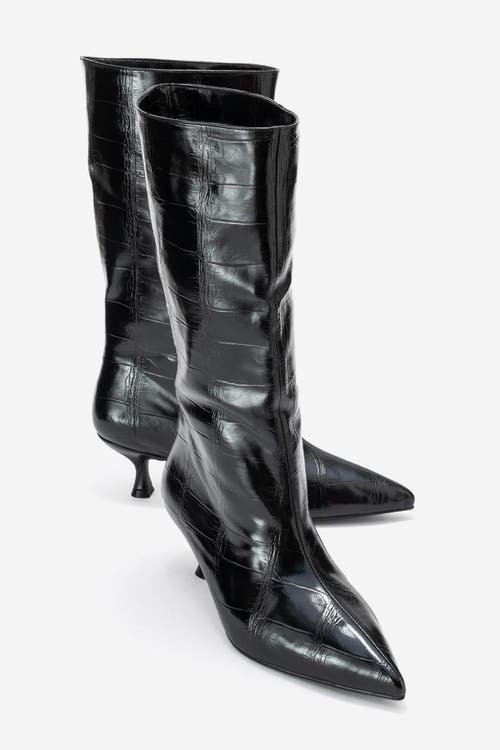 Prologue Shoes Crow Embossed Pointed Toe Boot In Multi