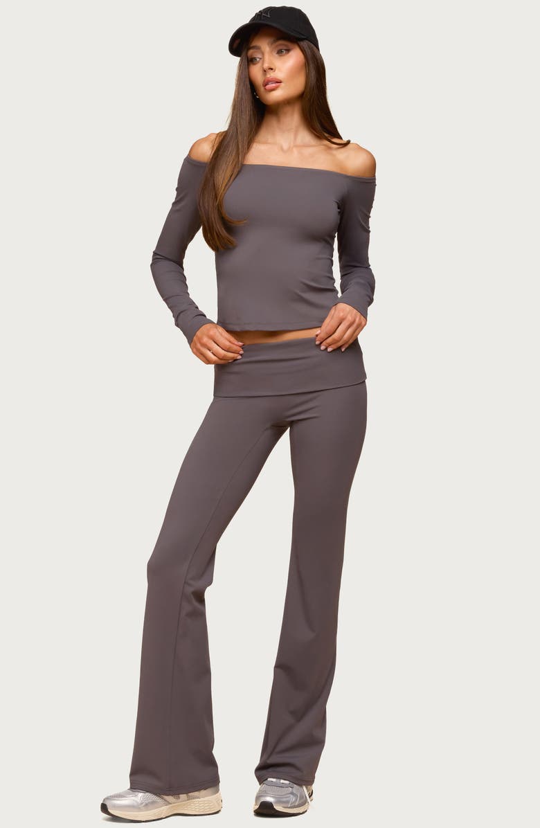 EDIKTED Tezia Off the Shoulder Long Sleeve Top, Alternate, color, Gray