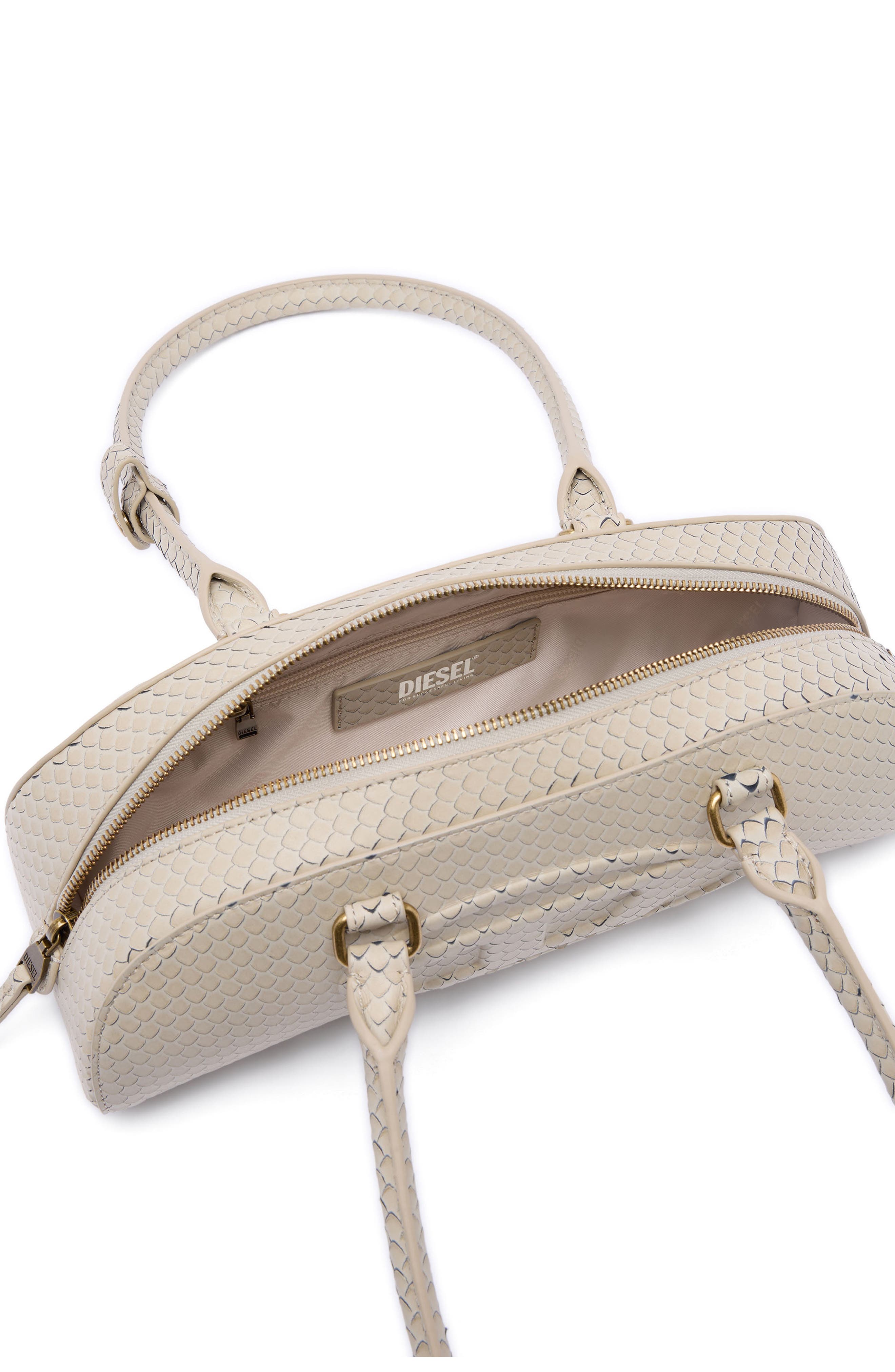 DIESEL<sup>®</sup> 1DR Dome Snakeskin Embossed Leather Shoulder Bag, Alternate, color, Khaki