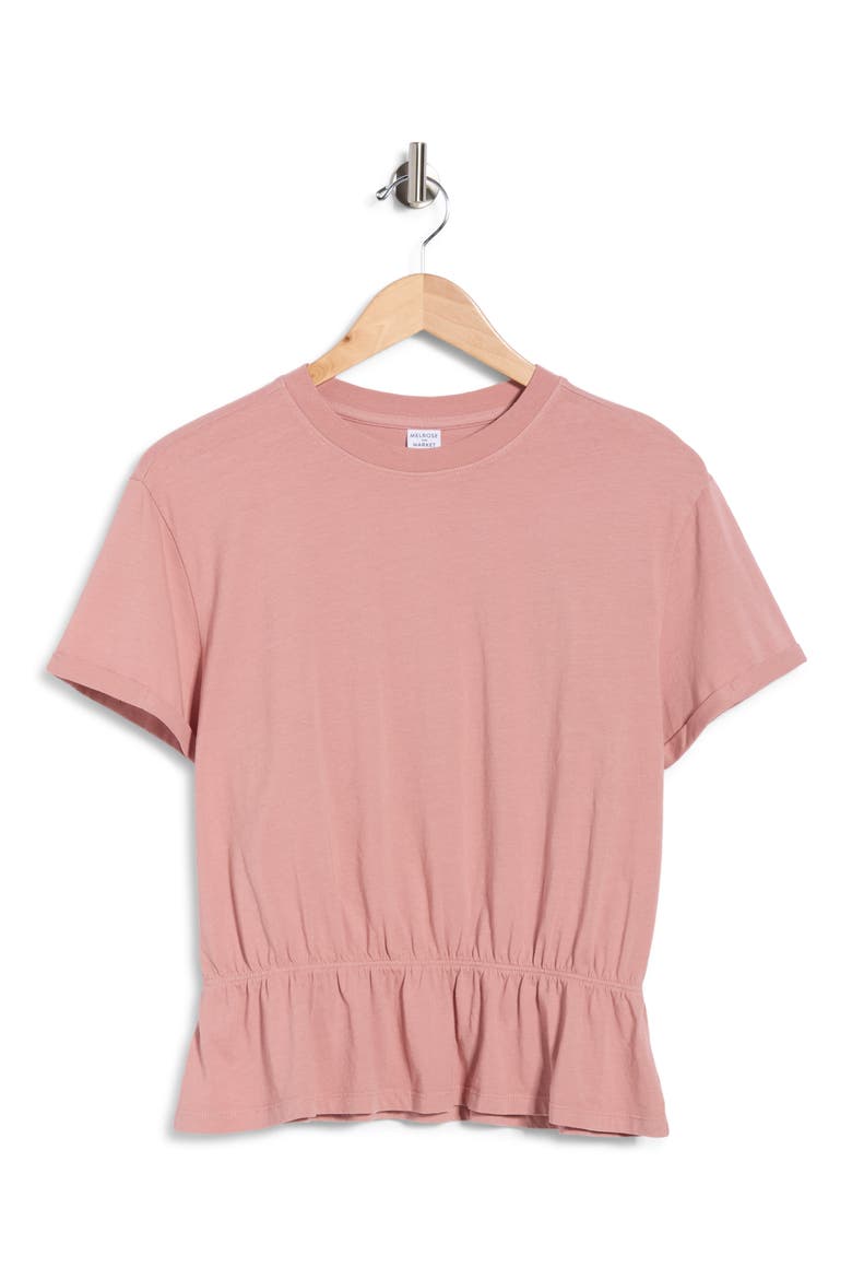Cinch Waist Short Sleeve Tee, Alternate, color, PINK TIMBER