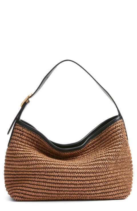 Small Vivian Raffia Hobo Bag