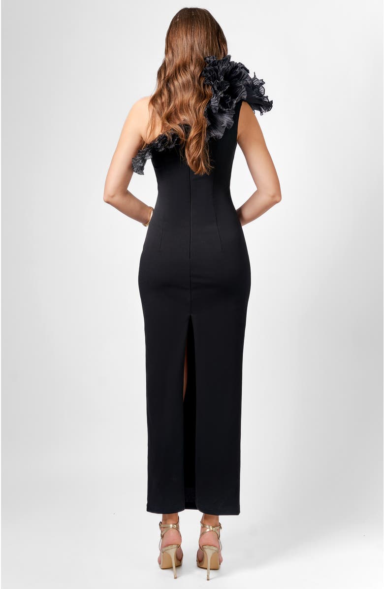 Bariano Elena One Shoulder Ruffle Midaxi, Alternate, color, Black