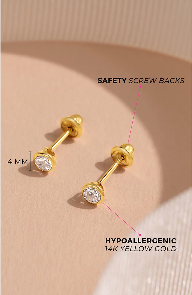 In Season Jewelry 14k Tiny Bezel Cubic Zirconia Earrings, Alternate, color, Gold