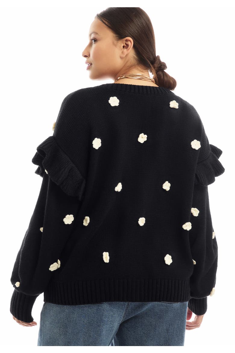 Ruffle-Sleeve Cardigan, Alternate, color, BLACK ONYX