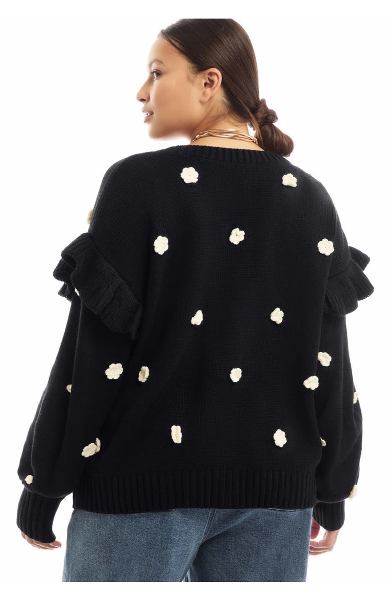 June + Vie Ruffle-Sleeve Cardigan, Alternate, color, Black Onyx