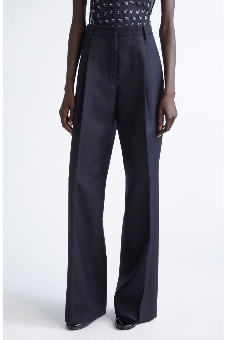 Portias Stripe Wool Straight Leg Pants, Main, color, NAVY