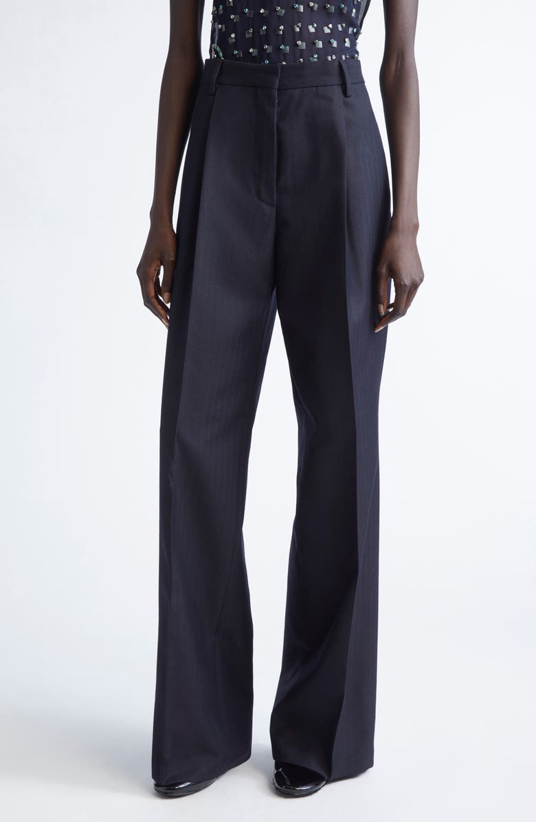 Dries Van Noten Portias Stripe Wool Straight Leg Pants, Main, color, Navy