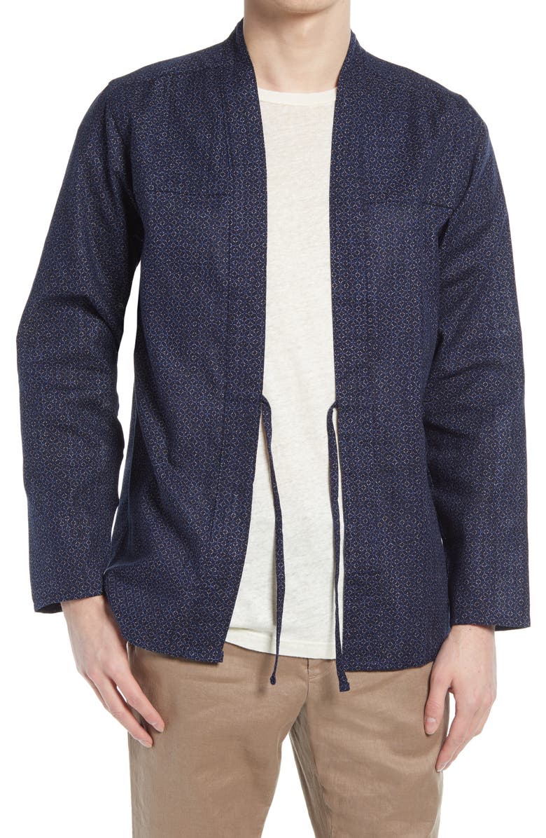 Naked & Famous Denim Tie Front Shirt, Main, color, 