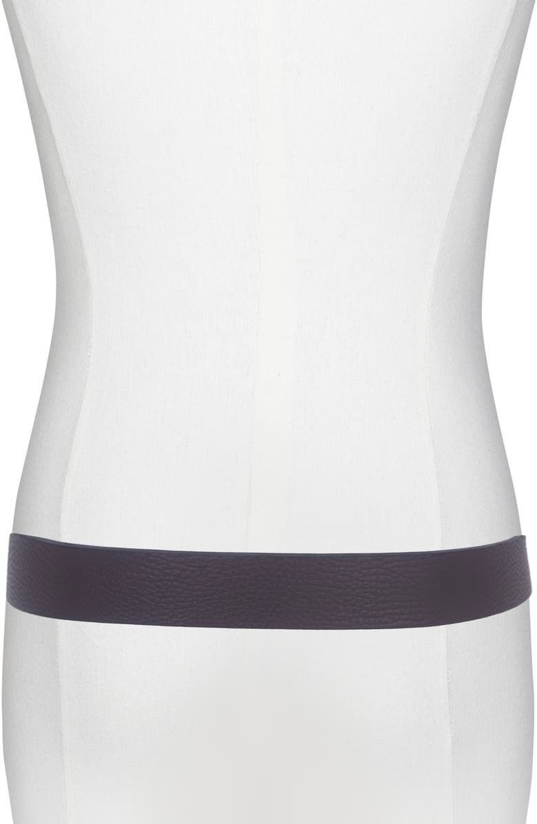 Vince Pebble Leather Belt, Alternate, color, Cacao Brown/ Matte Gunmetal