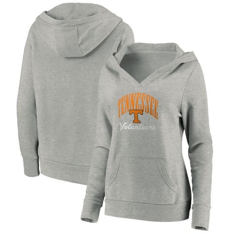 Women's Fanatics  Gray Tennessee Volunteers Victory Script V-Neck Pullover Hoodie