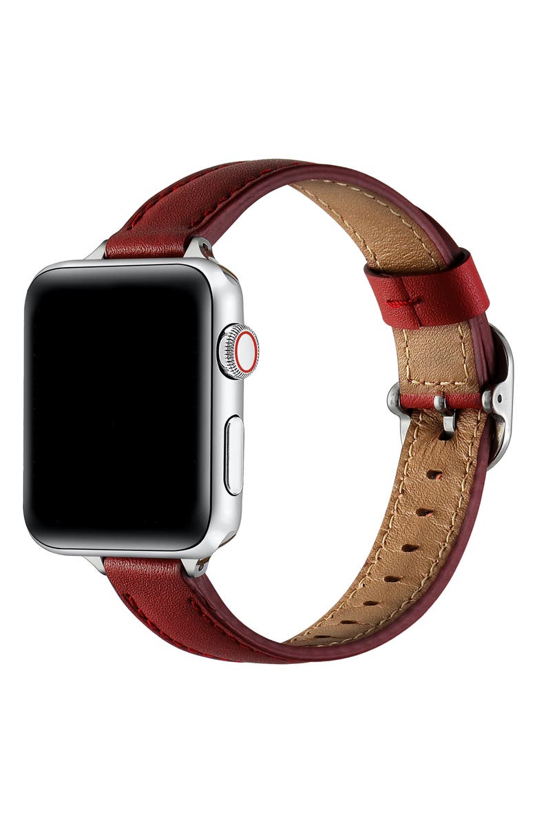 Posh Tech Carmen Leather Apple Watch<sup>®</sup> Watchband, Alternate, color, Rust