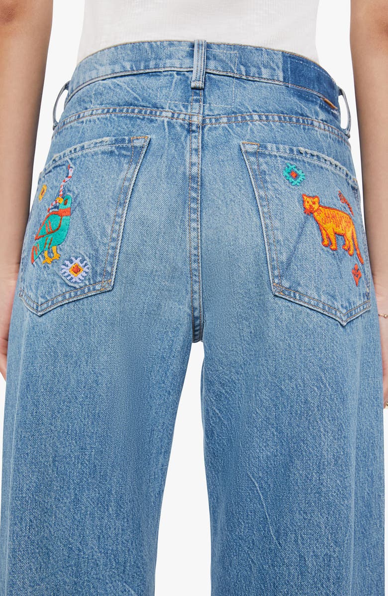 MOTHER The Dodger Embroidered Flood Wide Leg Jeans, Alternate, color, Thats All Folks