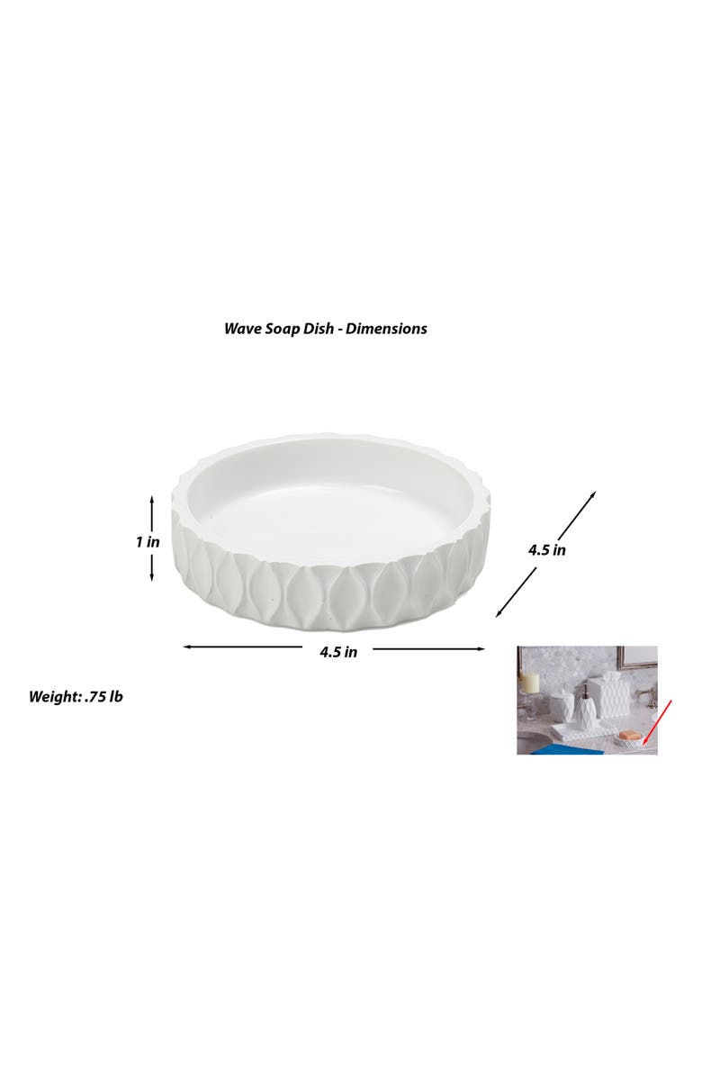 ROSELLI TRADING COMPANY Wave Soap Dish, Main, color, White Resin