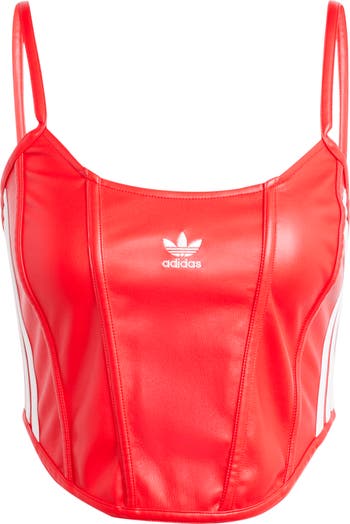 adidas Firebird Faux Leather Crop Corset Camisole | Nordstrom