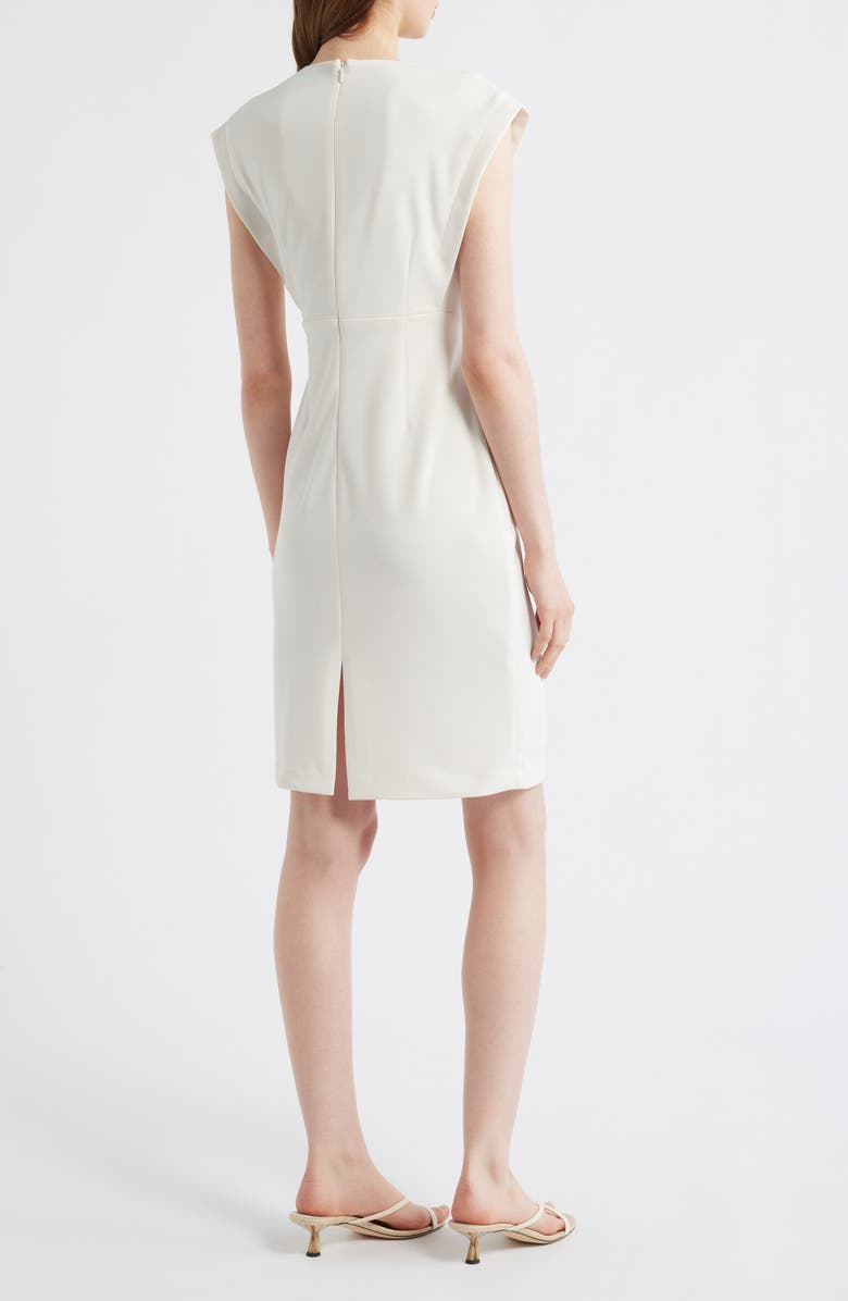 AK ANNE KLEIN Pleated Bodice Sheath Dress, Alternate, color, White Dove