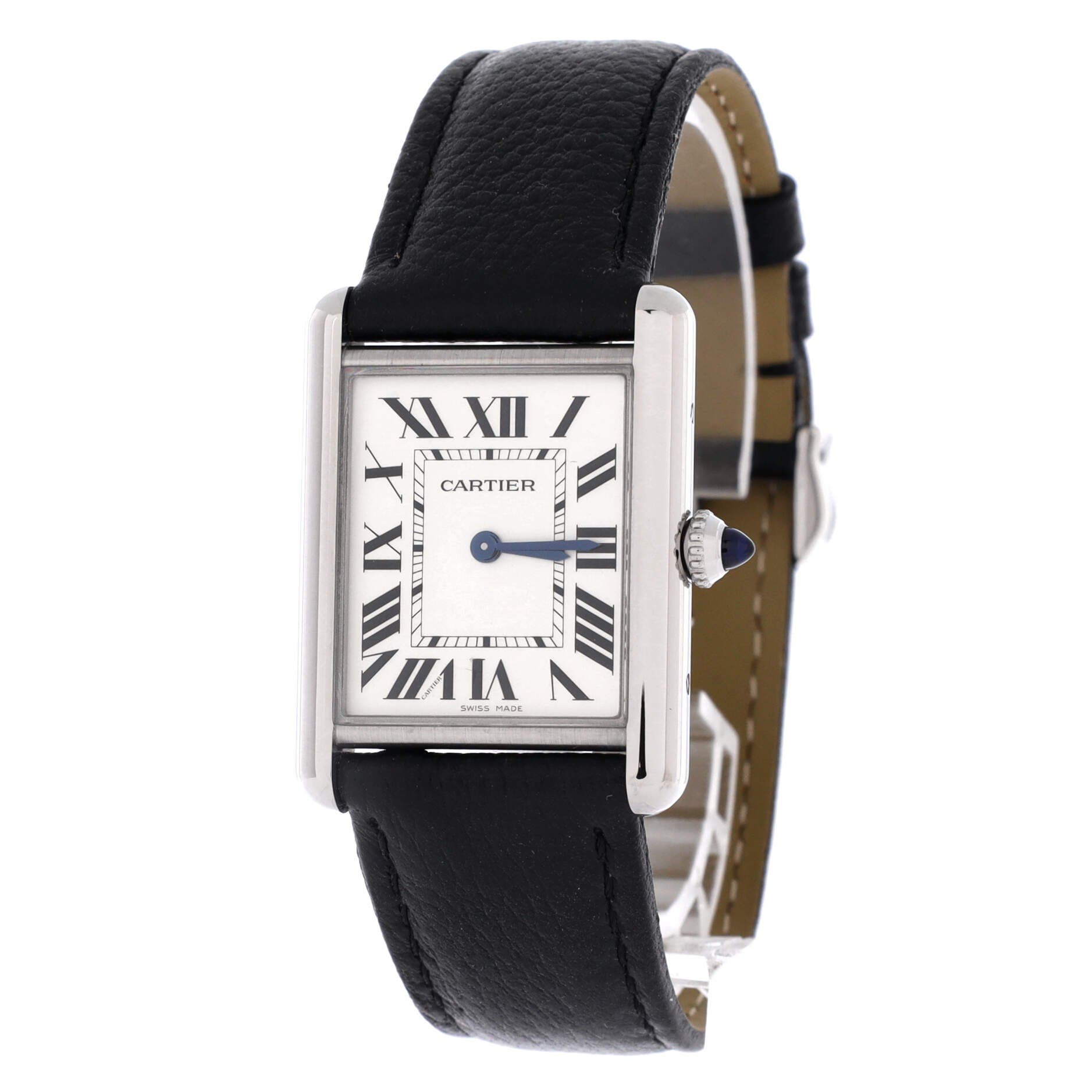 Must de Cartier Tank Quartz Watch Stainless Steel and Leather 25, Alternate, color, Black