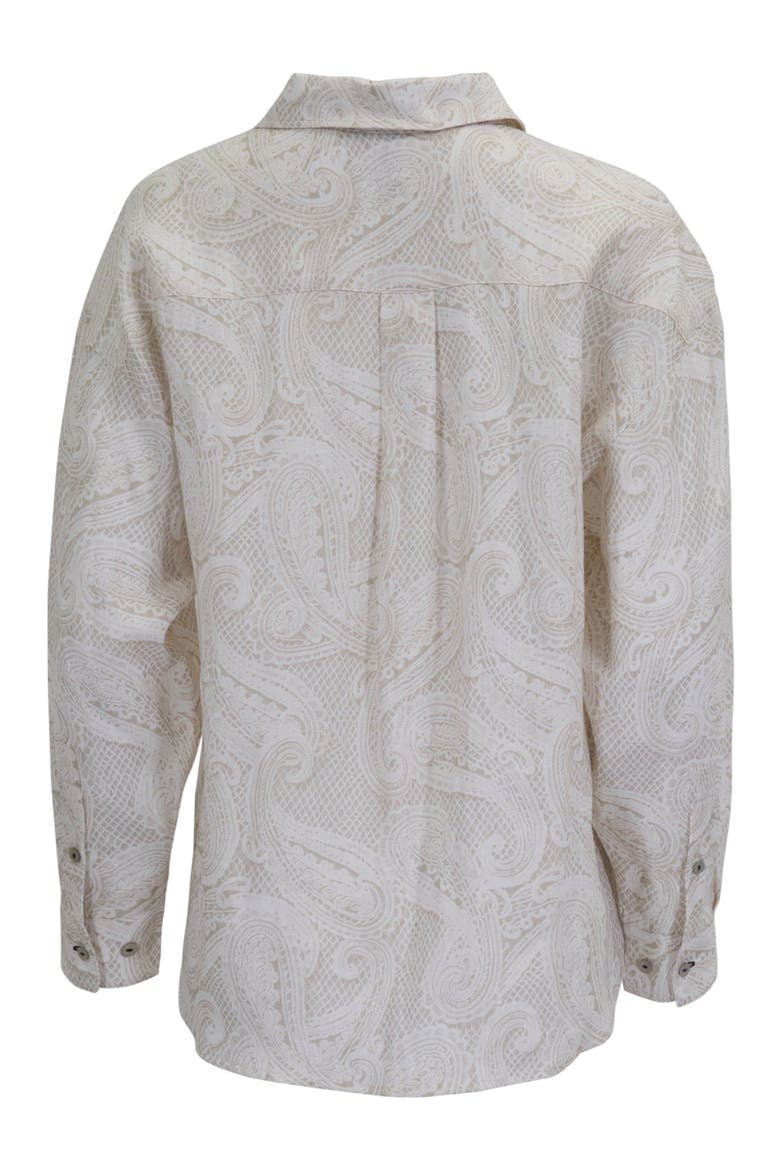 Crochet Paisley Womens Relaxed Linen Shirt, Alternate, color, CROCHET PAISLEY IVORY