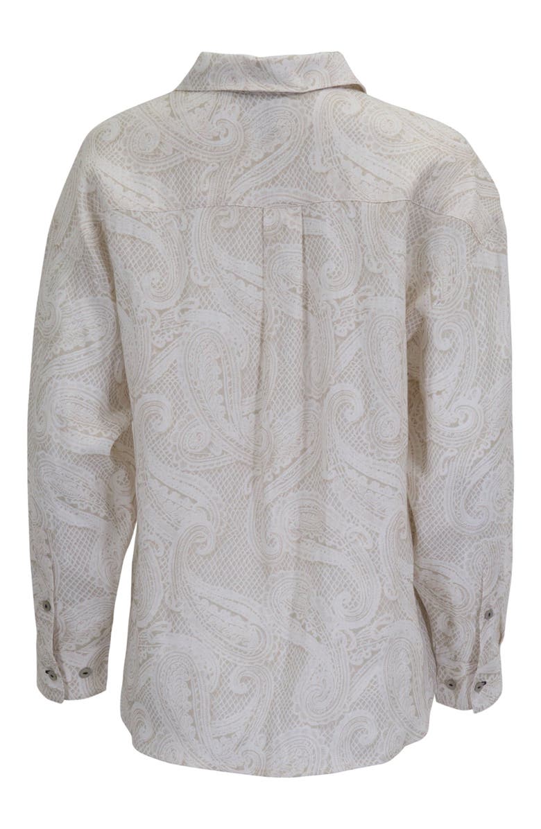 Lords of Harlech Crochet Paisley Womens Linen Shirt, Alternate, color, Crochet Paisley Ivory
