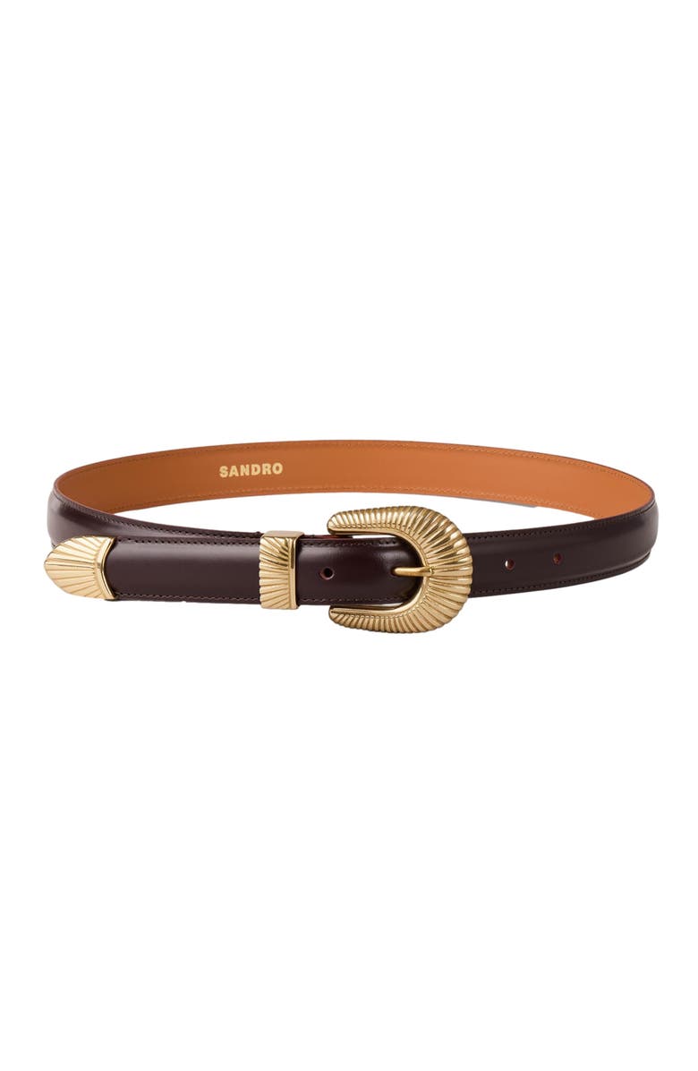 SANDRO Leather belt, Main, color, Bordeaux