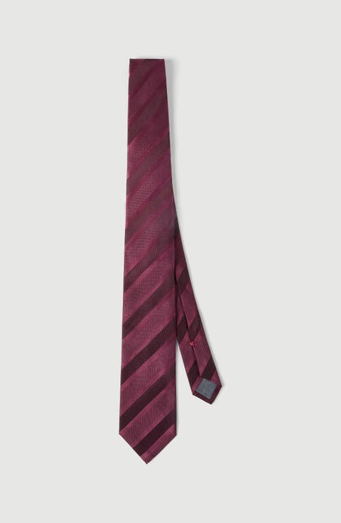 Texured tone-on-tone stripe silk tie