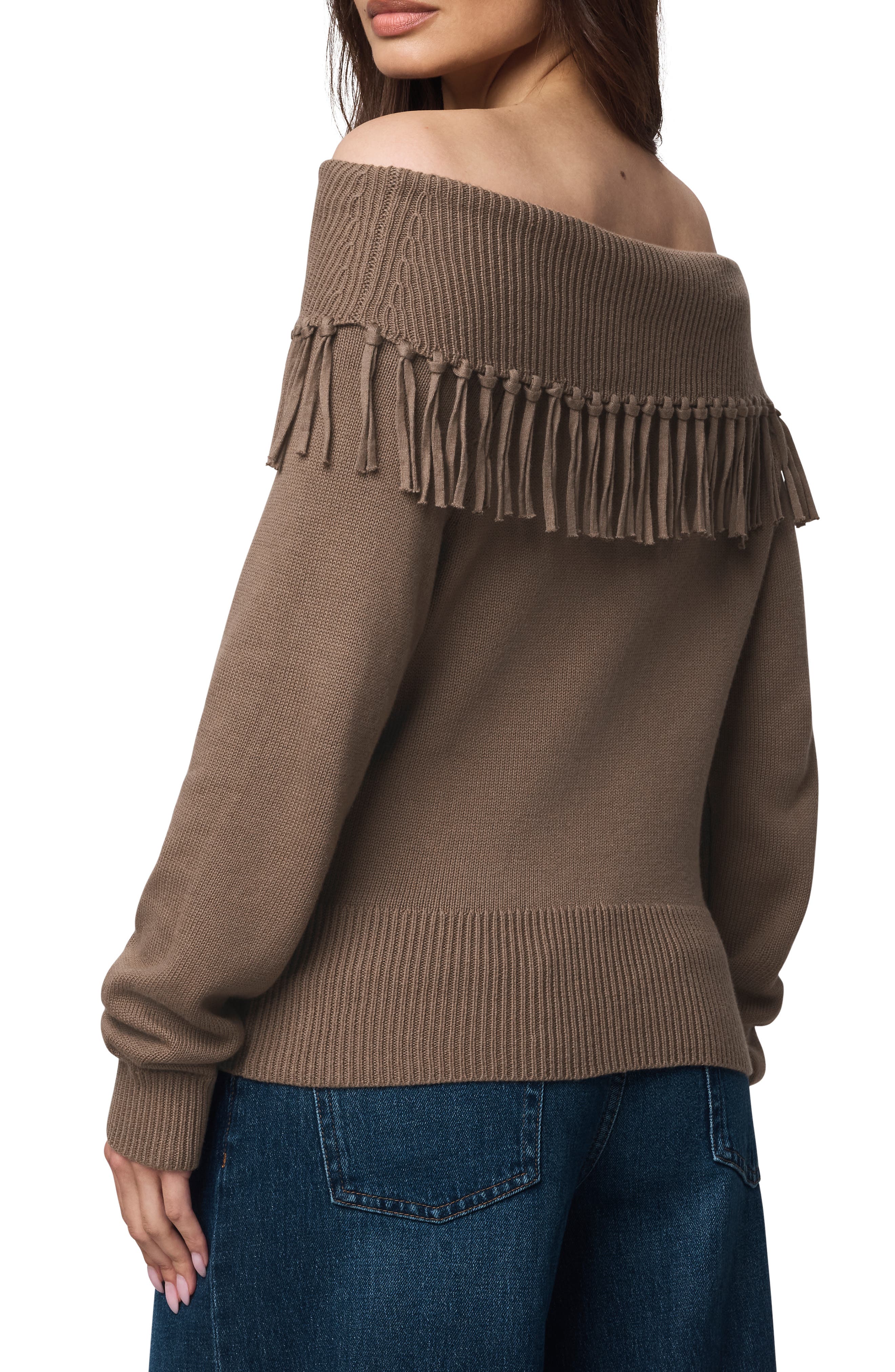 Simone Fringe Off the Shoulder Sweater - image 2