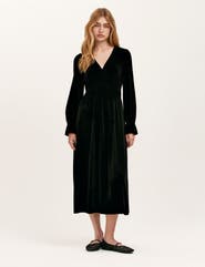Finery London Laila Velvet V-Neck Midi Dress
