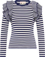 Maison Common Striped Pullover With Knitted Ruffles