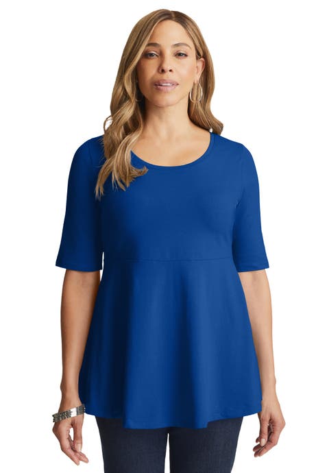 Stretch Cotton Peplum Tunic (Plus Available)