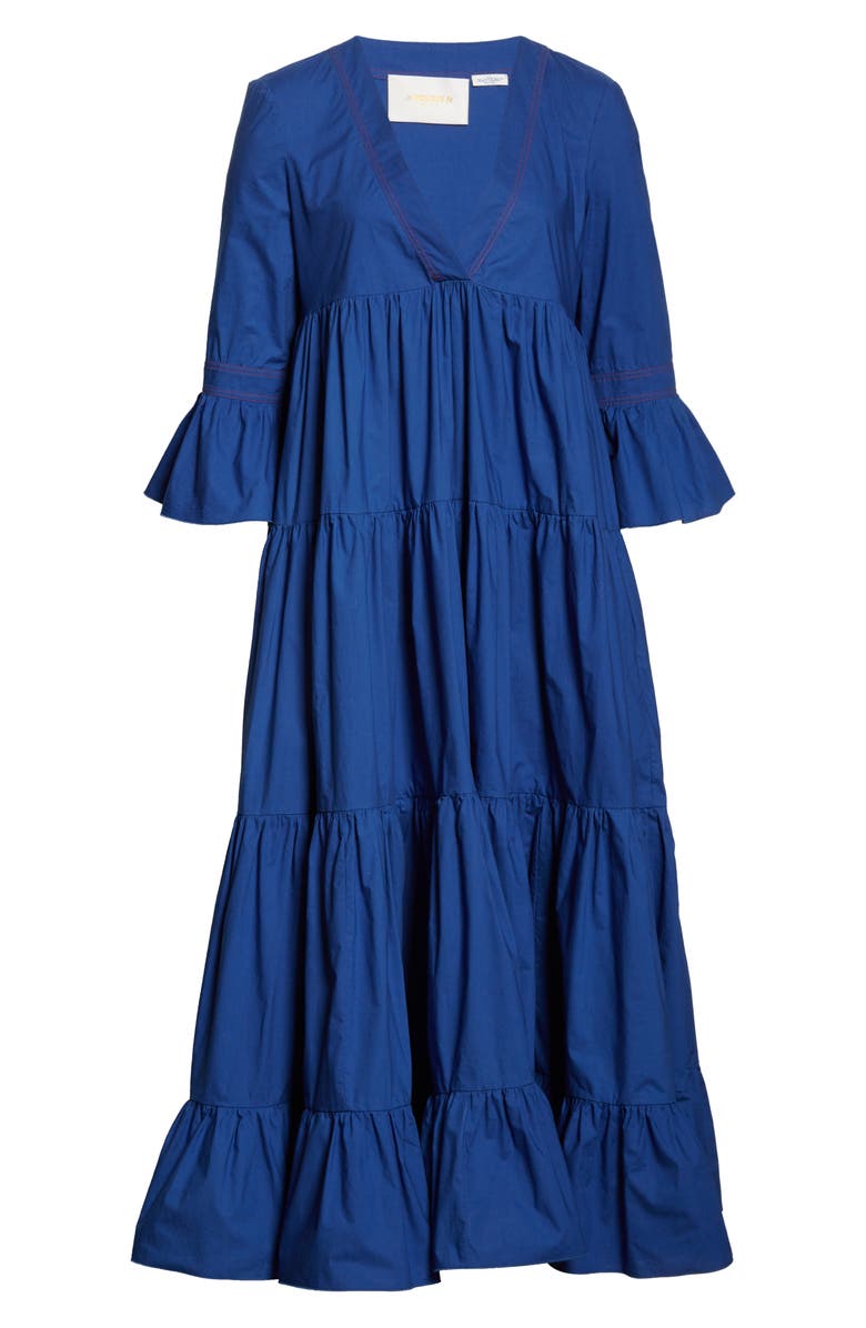 La DoubleJ Jennifer Jane Tiered Ruffle Cotton Maxi Dress, Alternate, color,