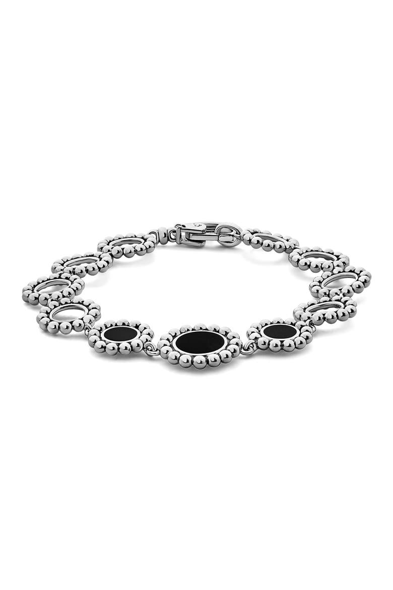 Maya Circle Link Bracelet, Alternate, color, SILVER/ ONYX