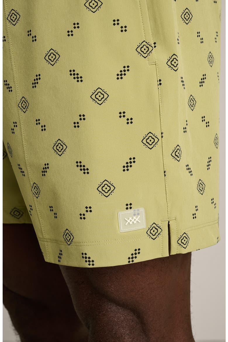 5.5-Inch Water Repellent Swim Trunks, Alternate, color, DUSTY SAGE FOULARD