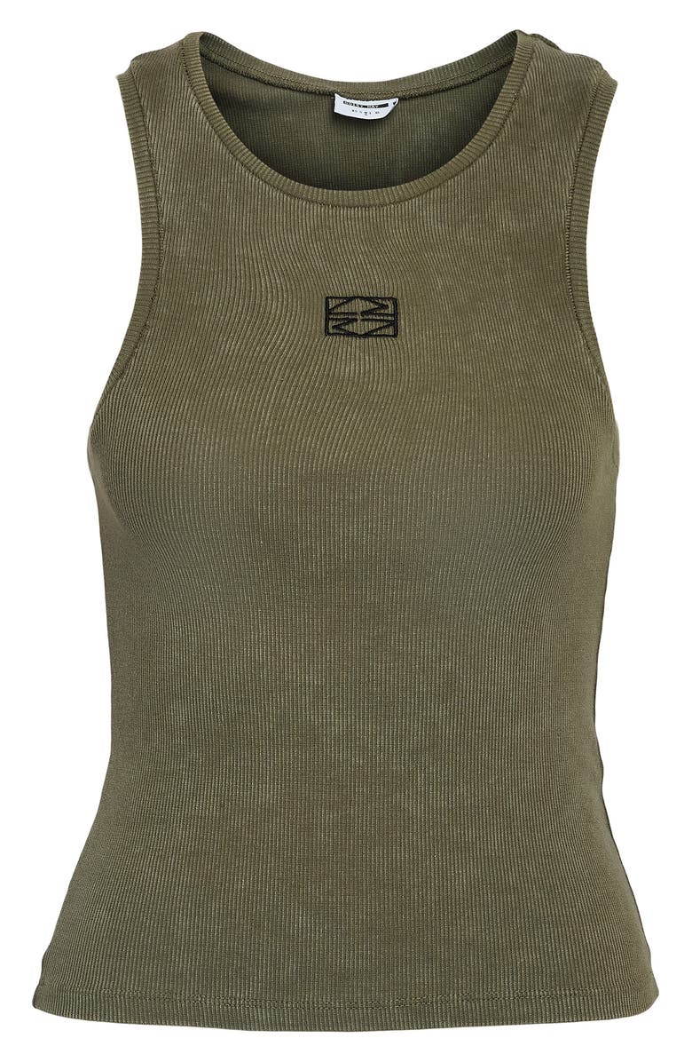 Noisy may Shania Embroidered Rib Tank Top, Alternate, color, Kalamata Acid Wash