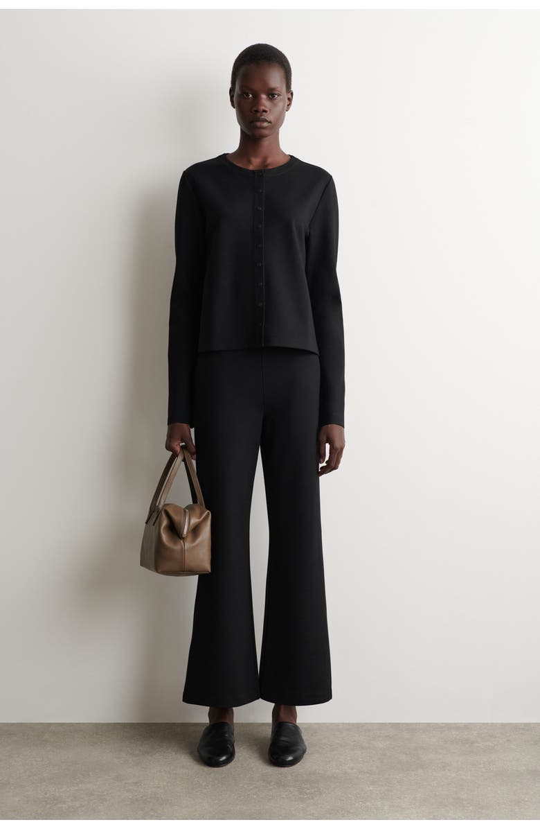 COS Minimal Jersey Cardigan, Alternate, color, Black
