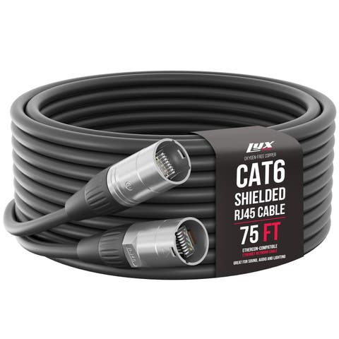 75 Feet Shielded CAT6 Ethercon Cable, Male to Male, Pro Audio & Lighting RJ45 Cable