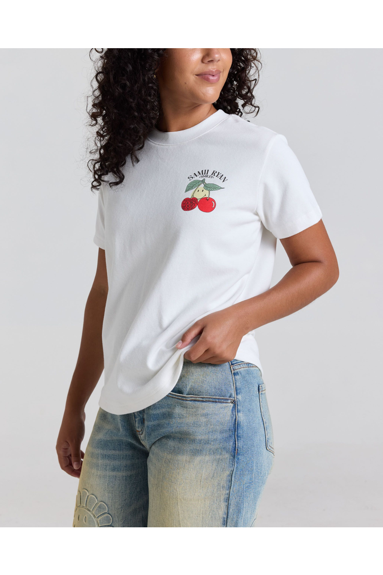 Smiley Freshly Picked Boxy Tee, Alternate, color, WHITE