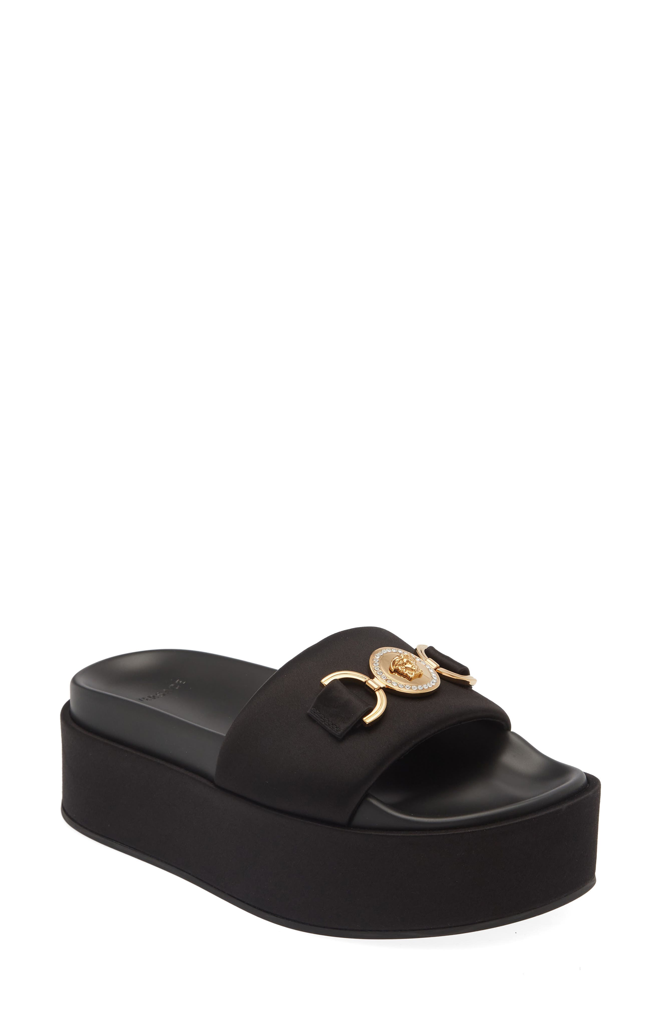Versace Medusa Platform Slide Sandal, Main, color, 