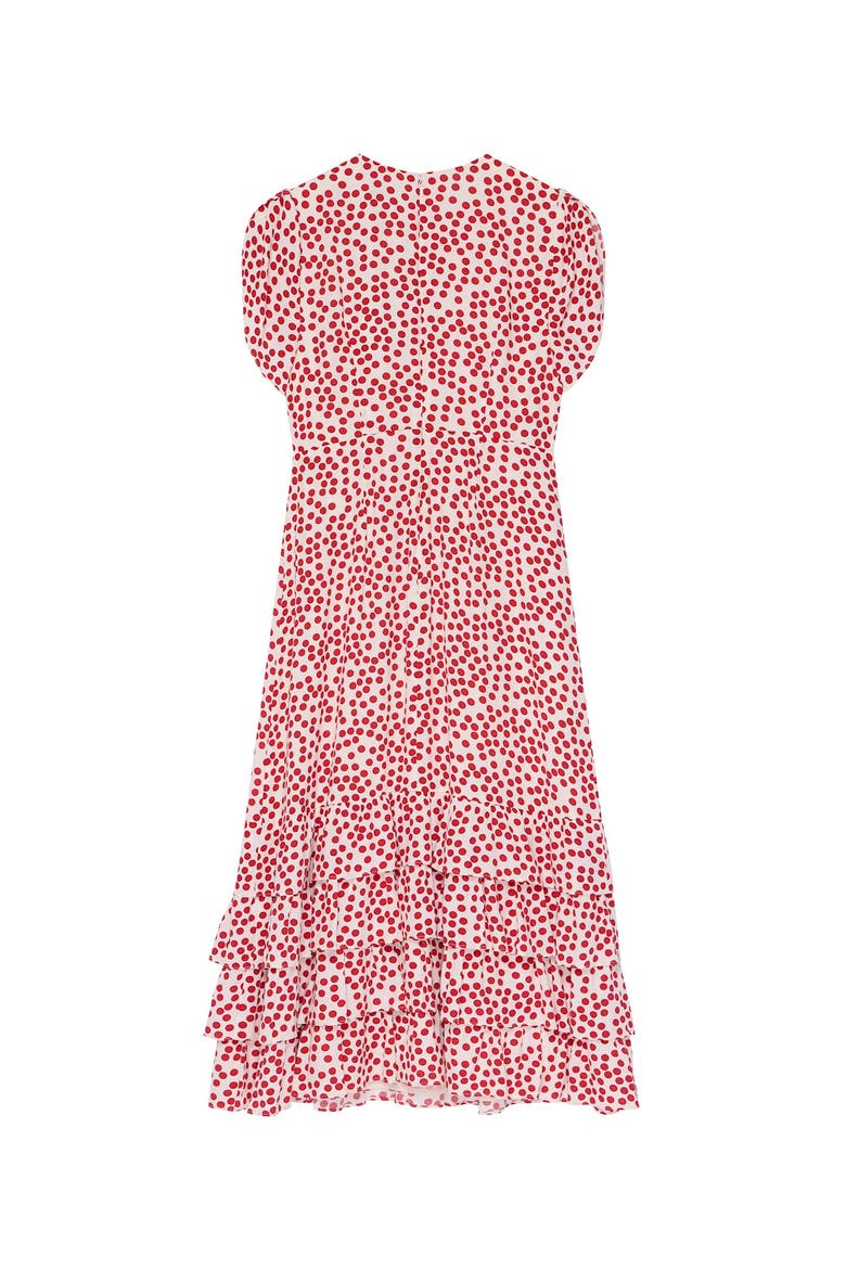Polka Dot Ruffle Midi Dress, Alternate, color, Red