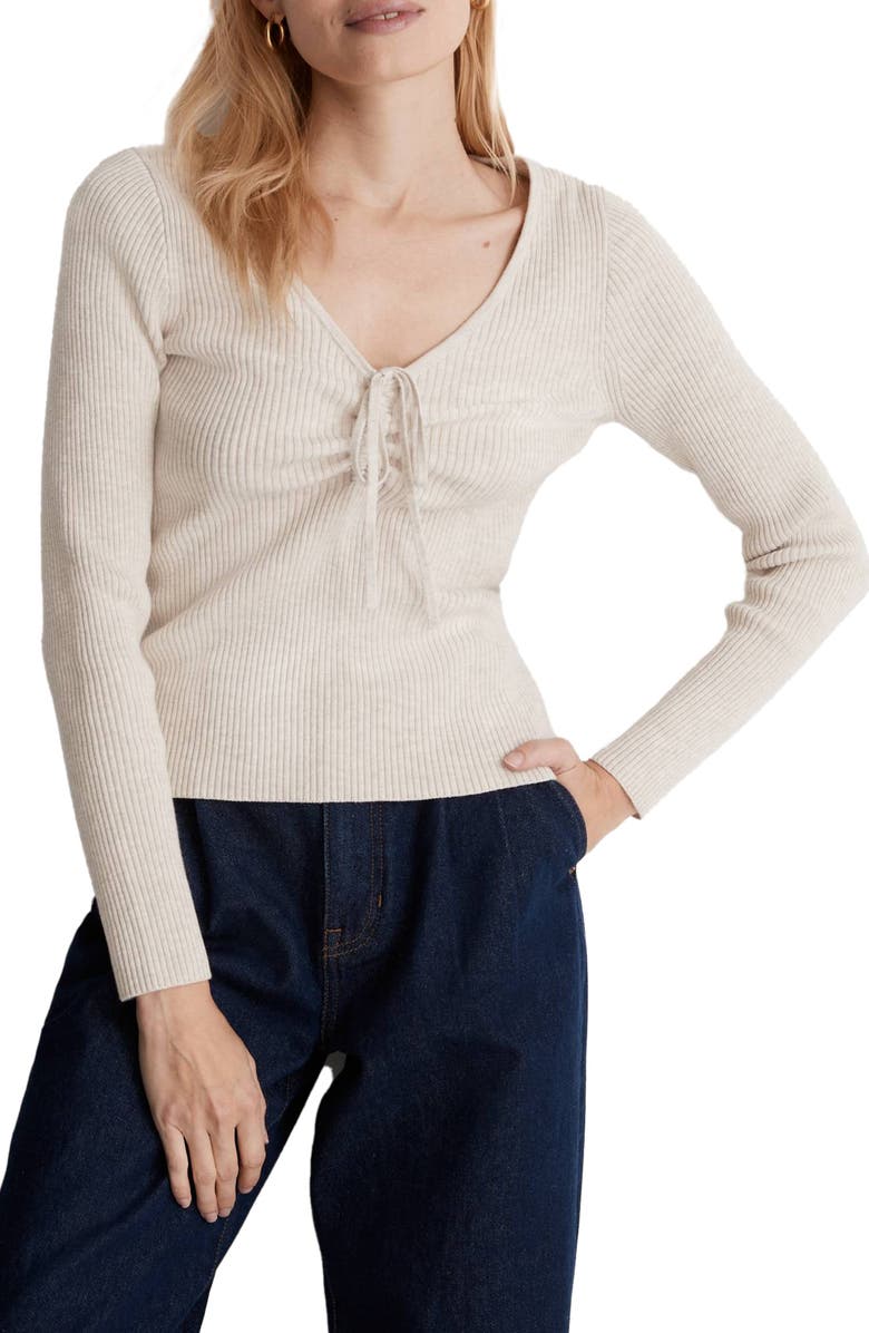Madewell Riverbend Cinched Rib Sweater, Main, color,