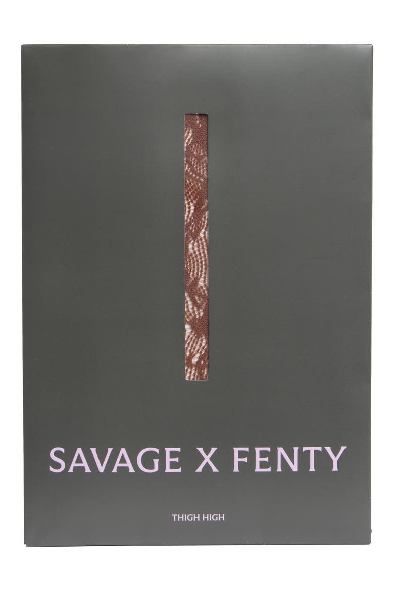 Savage X Lace Floral Sheer Tights, Alternate, color, BROWN SUGAR NUDE