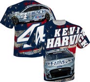 STEWART-HAAS RACING Men's Stewart-Haas Racing Team Collection White Kevin Harvick Busch Light Sublimated Patriotic Total Print T-Shirt