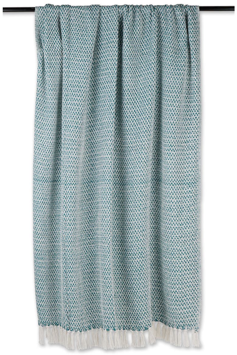 Tassel Woven Cotton Throw Blanket, Alternate, color, GREEN